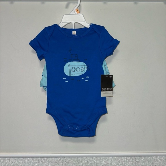 Baby Boy okie dokie Bodysuit &Shorts 2 piece outfit 12M Blue Ocean Sea Submarine - Picture 1 of 8